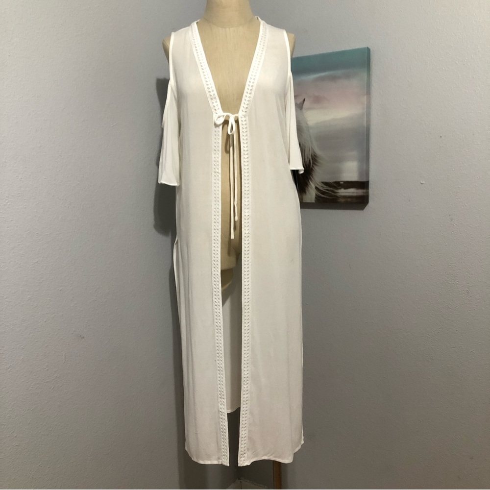 Lulus Lovely Swim Ivory Cover-up Cold shoulders Size M